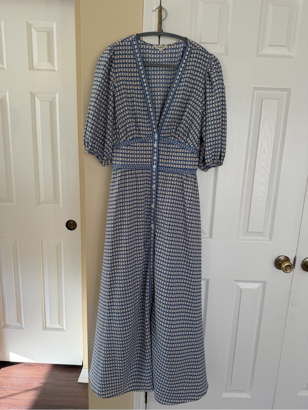 Max Studio Blue & White Patterned Maxi Dress